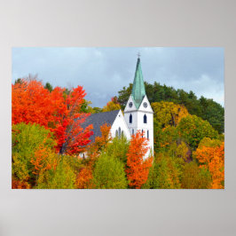 Island Pond, Vermont, Kyrka, Höst Poster