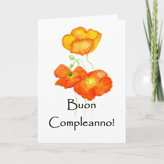 Island Poppies Birthday Card - Italienska Hälsning Kort (Framsida)