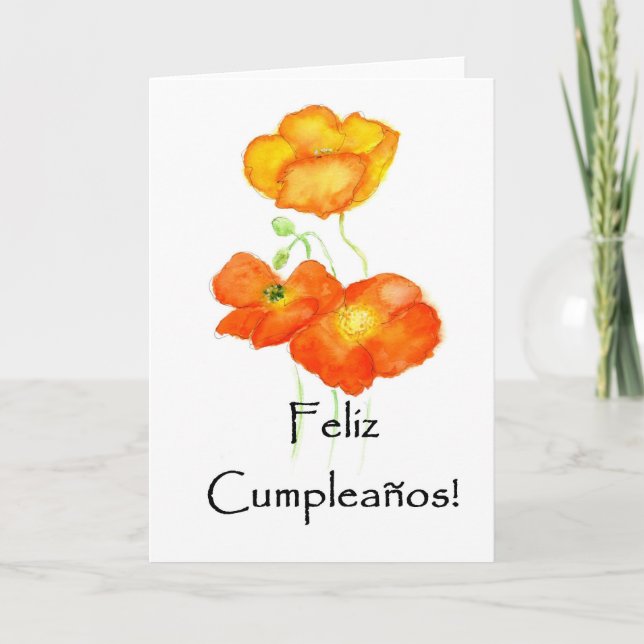 Island Poppies Birthday Card - spanska Hälsning Kort (Framsida)