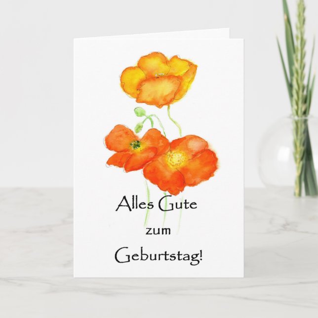 Island Poppies Birthday Card - tyska Hälsning Kort (Framsida)