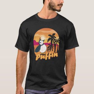 Island: Puffin Bird Beach Handflatan Träd Puffi T Shirt