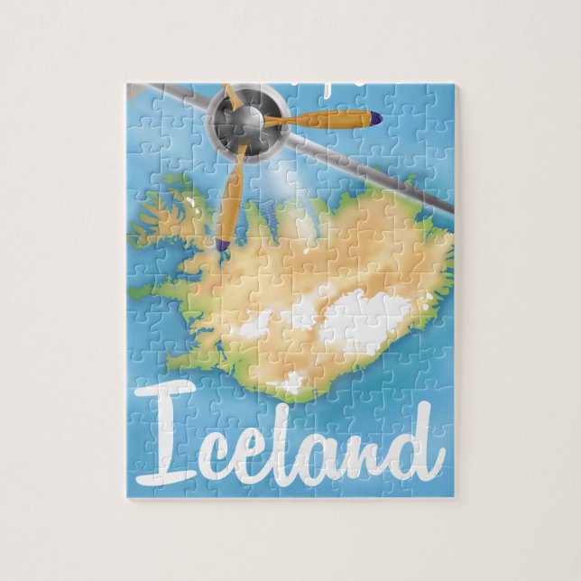 Island resemålning resa flygplansaffisch pussel (Vertikal)