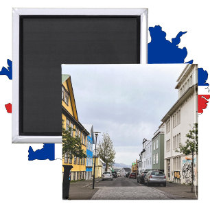Island Reykjavik City Street Färg Photo Magnet