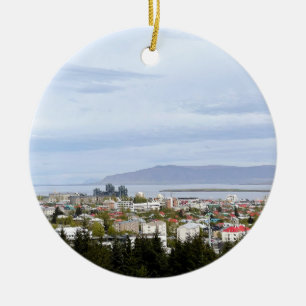 Island Reykjavik Cityscape Esja Photo Julgransprydnad Keramik
