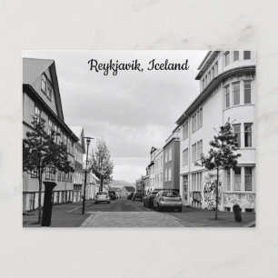 Island Reykjavik Street Black White Personalize Vykort