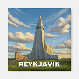 Island Reykyavik Church of Hallgrimur Travel Magnet
