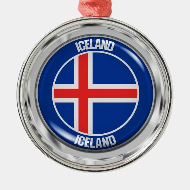 Island Round Emblem Julgransprydnad Metall (Framsidan)