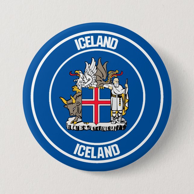 Island Round Emblem Knapp (Framsida)