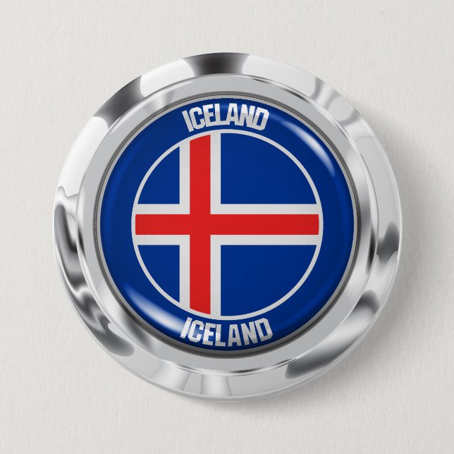 Island Round Emblem Knapp (Framsida)