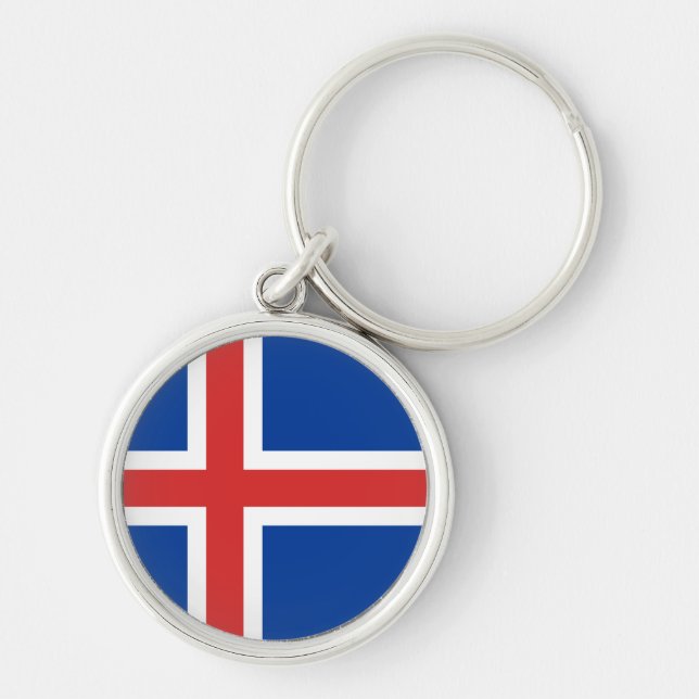 island rund silverfärgad nyckelring (Framsidan)