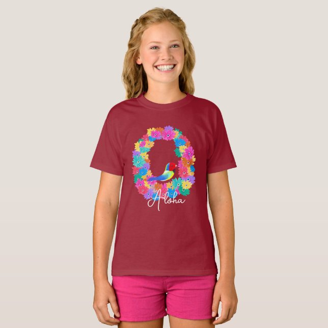 Island Rustic Bird 'Aloha'  T Shirt (Hel framsida)