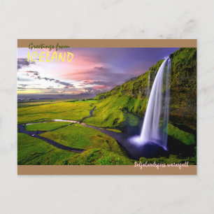 Island- Seljalandsfoss vattenfall Vykort