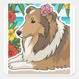 Island Sheltie Fyrkantigt Klistermärke