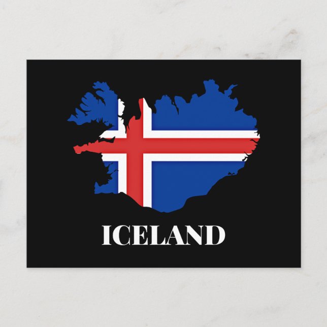 Island Silhouette, flagga Vykort (Framsida)
