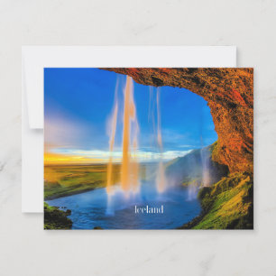 Island Skogafoss, vackert landskapsfoto Kort