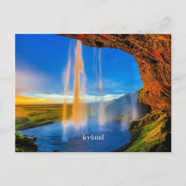 Island Skogafoss, vackert landskapsfoto Vykort (Framsida)