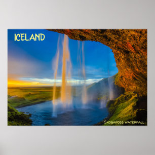 Island - Skogafoss vattenfall Poster