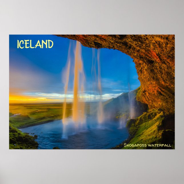 Island - Skogafoss vattenfall Poster (Framsidan)