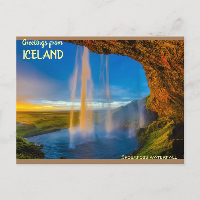 Island - Skogafoss vattenfall Vykort (Framsida)