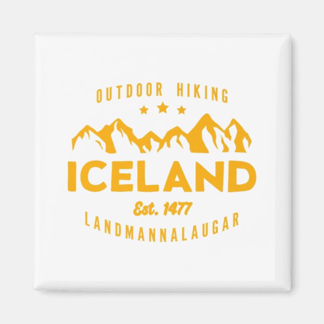 Island som höjer LANDMANNALAUGAR Est. 1 477 Premiu Magnet (Framsidan)