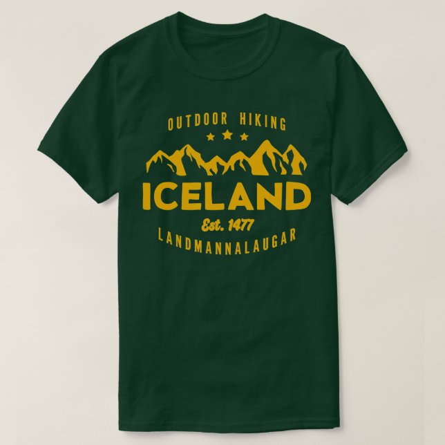 Island som höjer LANDMANNALAUGAR Est T Shirt (Design framsida)