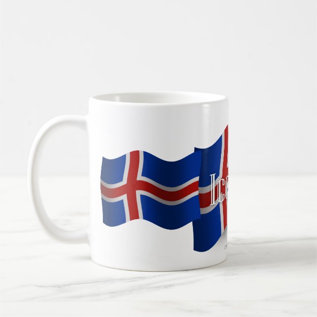 Island som vinkar flagga kaffemugg (Vänster)