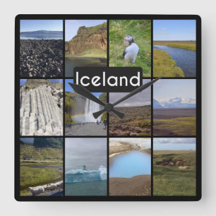 Island, sommarlandskap fyrkantig klocka