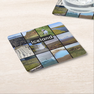 Island, sommarlandskap underlägg papper kvadrat