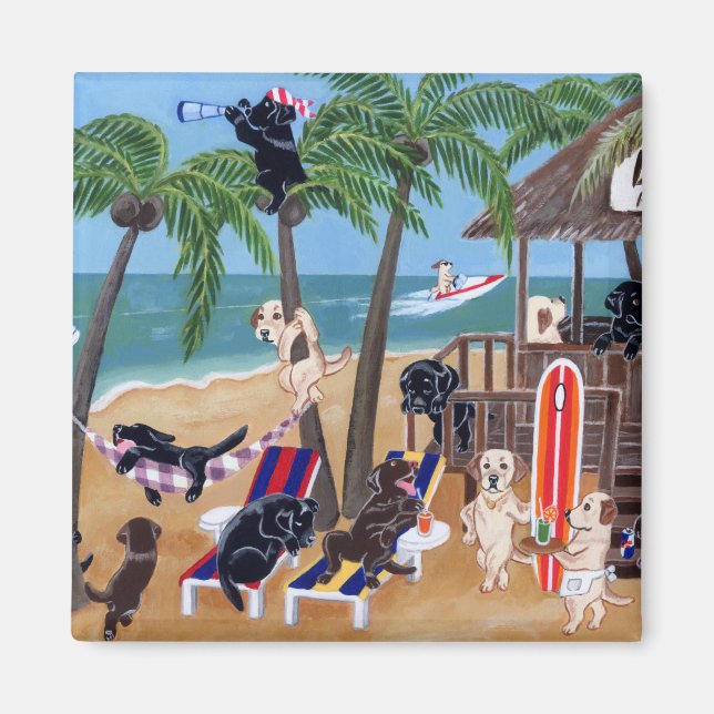 Island Summer Vacation Labradors Magnet (Framsidan)