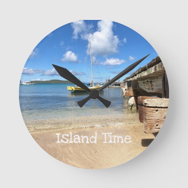 Island Time Clock Rund Klocka (Framsida)