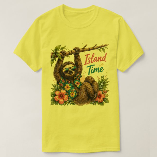 	Island Time Sloth Tropical Tröja (Design framsida)