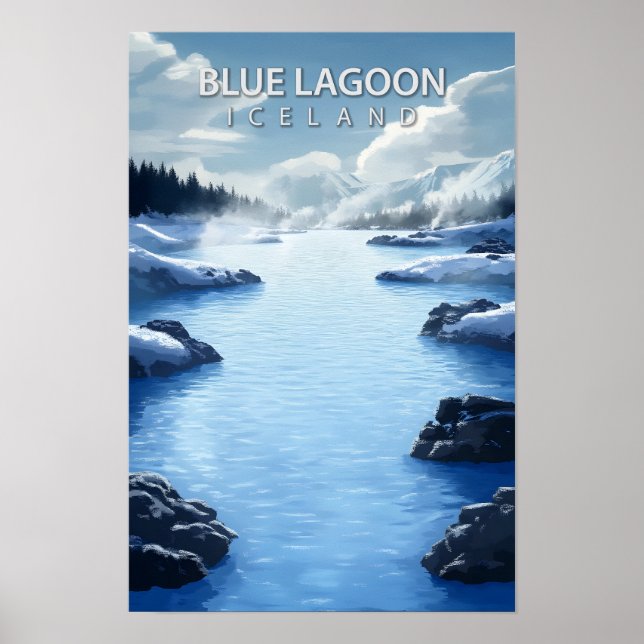 Island Travel i vackert Ställe Blue Lagoon Poster (Framsidan)