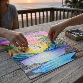 Island Tropical Beach Sunset Pussel