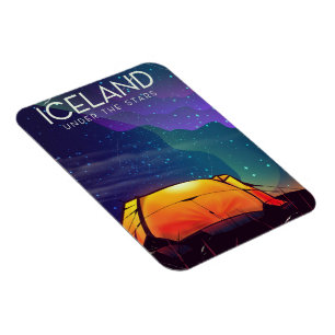 Island 'under stjärnorna' vintage-resaaffisch magnet