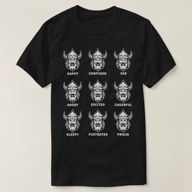 Island Viking Ansikte Känslor T Shirt (Design framsida)
