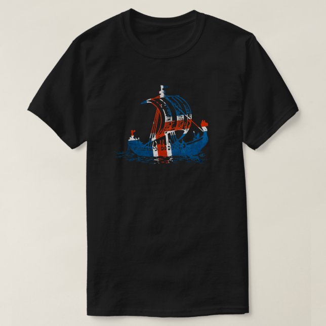 Island Viking frakt Islands flagga T Shirt (Design framsida)