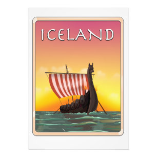 Island Viking Resa affisch Fototryck