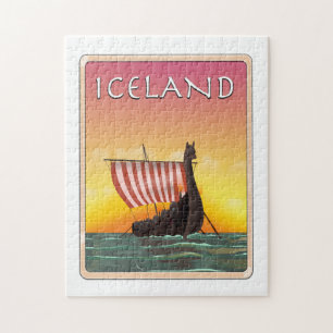 Island Viking Resa affisch Pussel