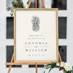 Island Vintage Ananas Bröllops Hälsning Poster