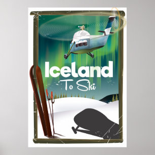 Island vintage-skidor poster
