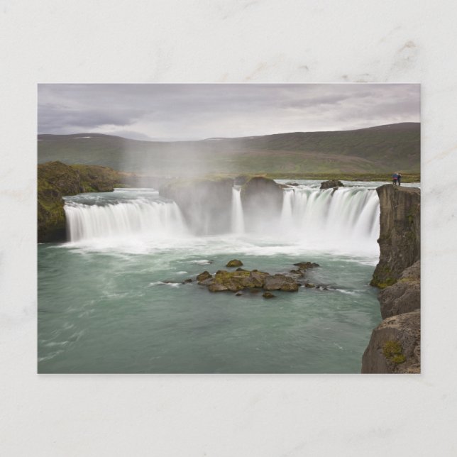 Island. Vy Godafoss Falls på Vykort (Framsida)