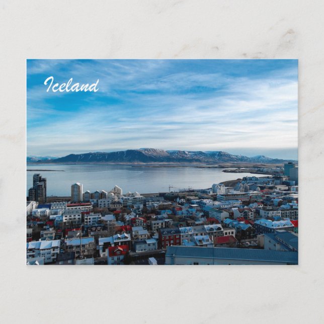 Island vykort - Reykjavik Skyline (Framsida)