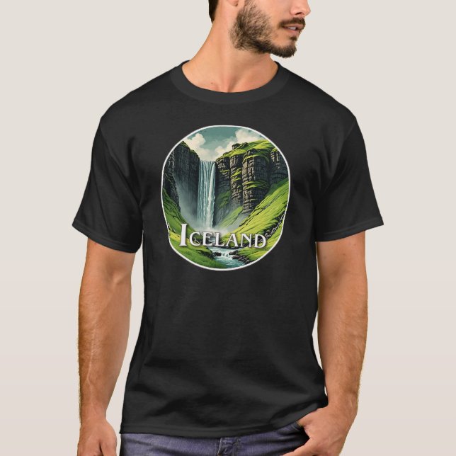 Island Waterfall T Shirt (Framsida)