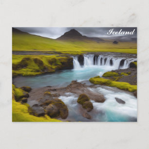 Island Waterfall Travel Photo Vykort