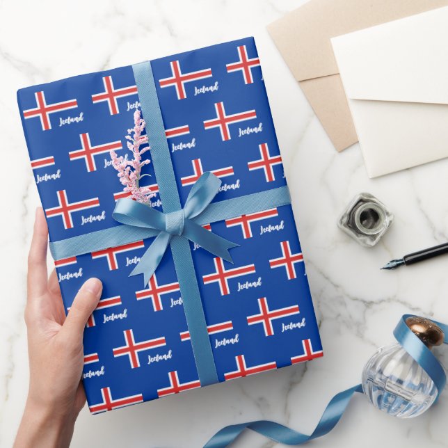 Island Wrapping Papper, isländsk Flagga patriotisk Presentpapper (Gifting)