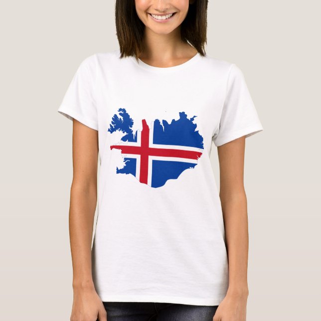 Islandet ÄR den Ísland flaggakartan T Shirt (Framsida)