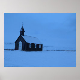 Islandet Búðakirkja Poster