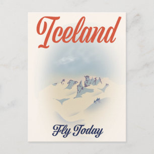 Islandet "Fly Today" poster vintage resor Vykort