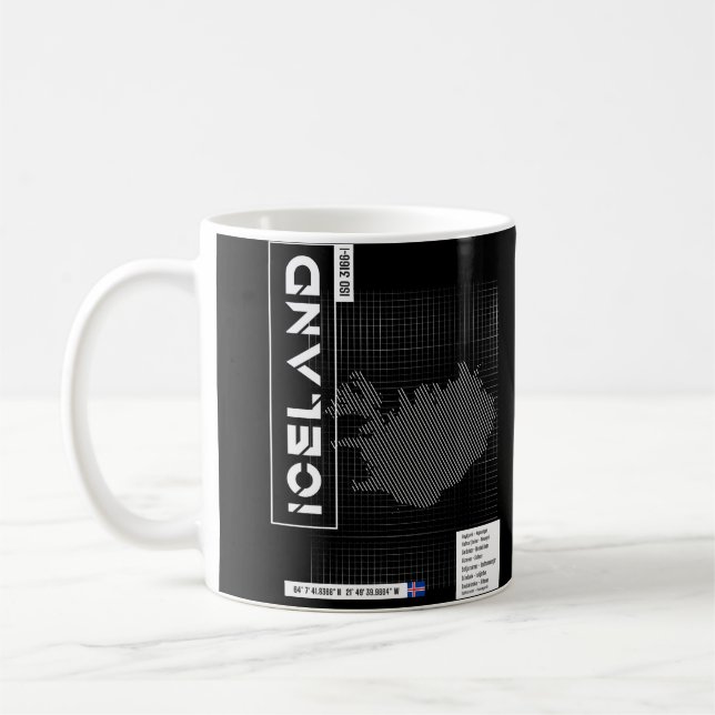 Islandet Futuristiska, figur Karta Kaffemugg (Vänster)