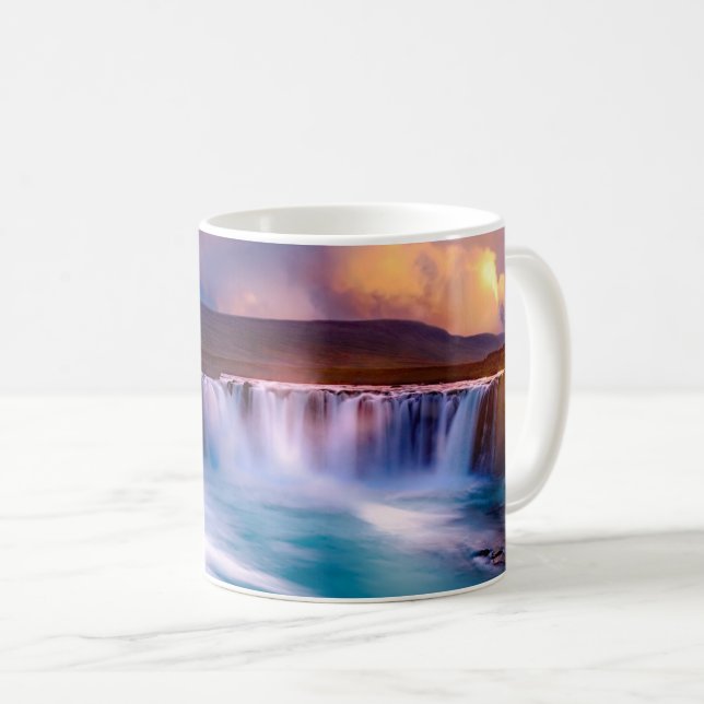 Islandet Goðafoss Waterfall Kaffemugg (Framsida höger)